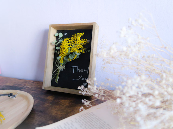 《特集掲載》Bouquet of mimosa and blackboard 母の日 ミモザ ドライフラワー 5枚目の画像
