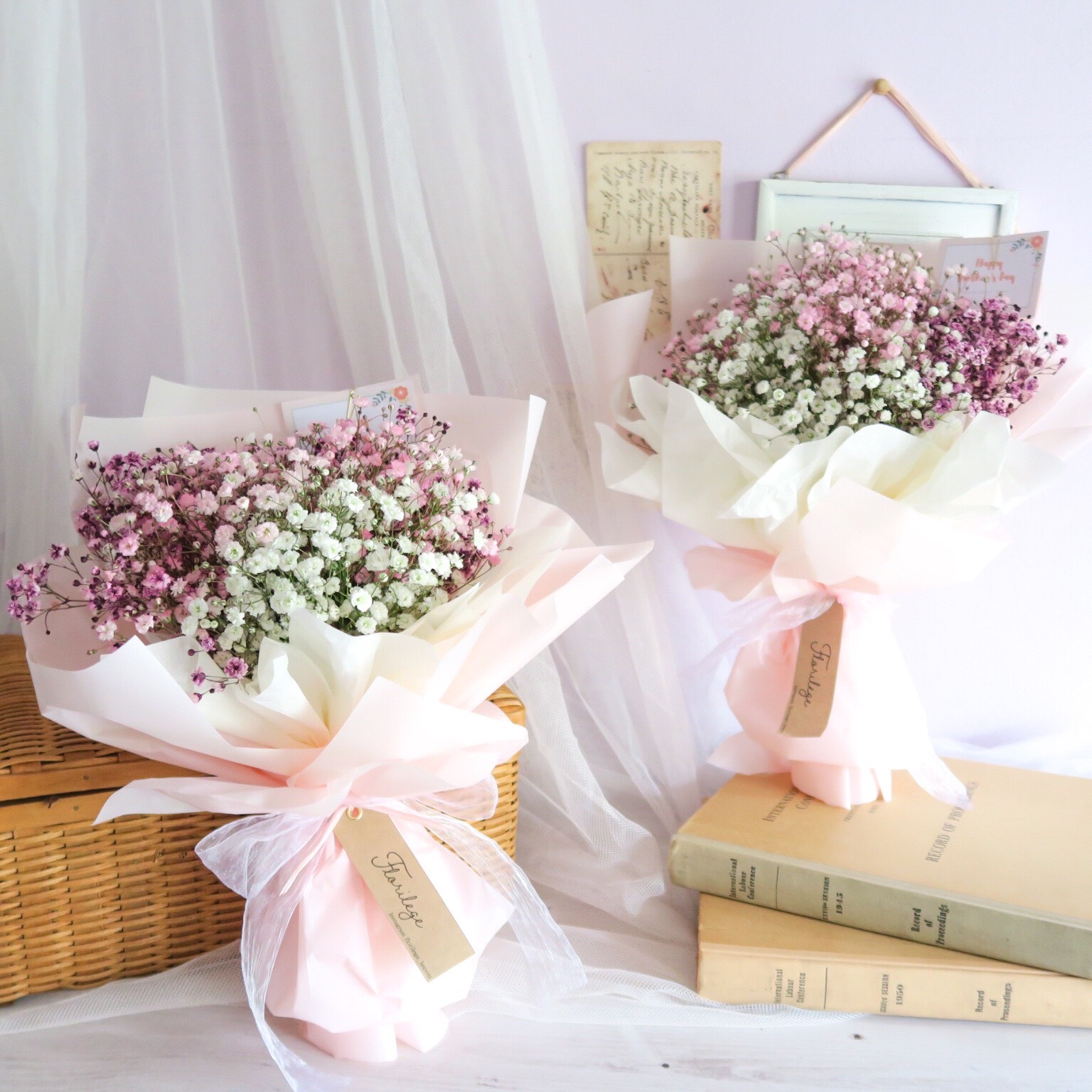 母の日ギフトpink gradation baby's breath bouquetピンクグラデーションかすみそう花束
