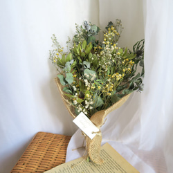 Autumn green dryflowers mini swag　秋のドライフラワースワッグ　ハロウィン　秋 2枚目の画像