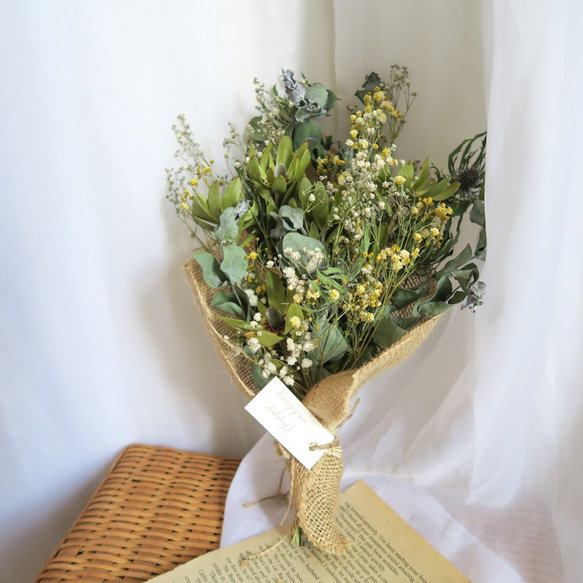 Autumn green dryflowers mini swag　秋のドライフラワースワッグ　ハロウィン　秋 2枚目の画像