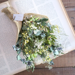 Autumn green dryflowers mini swag　秋のドライフラワースワッグ　ハロウィン　秋 4枚目の画像