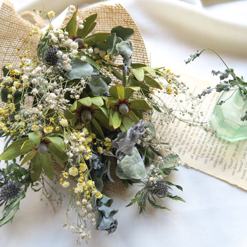 Autumn green dryflowers mini swag 秋のドライフラワースワッグ