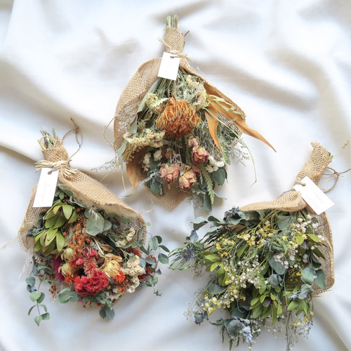 Autumn green dryflowers mini swag 秋のドライフラワースワッグ