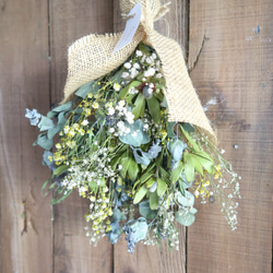 Autumn green dryflowers mini swag　秋のドライフラワースワッグ　ハロウィン　秋 7枚目の画像