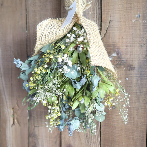 Autumn green dryflowers mini swag　秋のドライフラワースワッグ　ハロウィン　秋 7枚目の画像