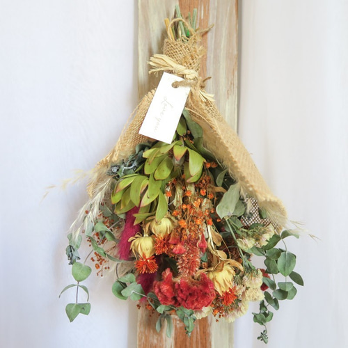 早期割引中 ドライフラワースワッグ クリスマススワッグ red dryflowers mini swag超早割クリスマス2025 ドライフラワー