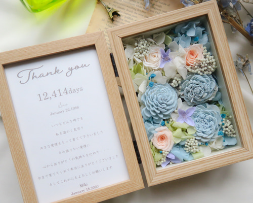 訳あり花材❁﻿訳ありプリザーブドフラワー❁﻿訳ありライトブルー花材 お供え・お悔み用 プリザーブドフラワー ボックスSサイズ（ブルー系