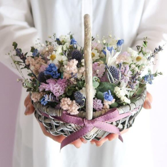 母の日フラワー　natural bluepurple dryflowers arrangementギフト　母の日　誕生日 1枚目の画像