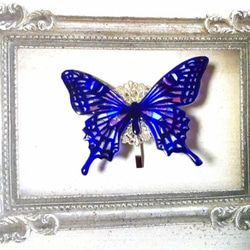 ブルーアゲハ蝶ポニーフック 2枚目の画像