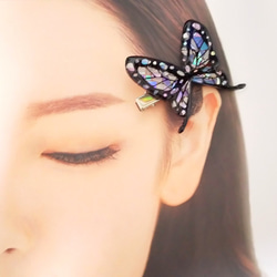 【NEW】POPな蝶々 ヘアクリップ ブラック 2枚目の画像