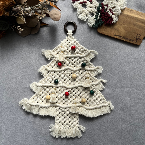 クリスマスツリーのマクラメタペストリー タペストリー・壁掛け Jardim