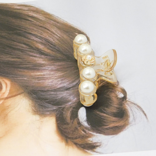 ラスト1洗練Aイニシャルチャーム付 大人ヘアバンスクリップ カメリア 