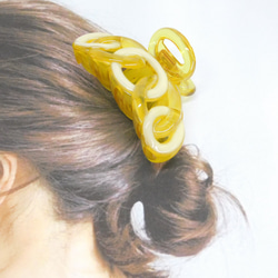 ハンドメイド♡♡ファーバンスクリップ♡♡Fancyギンガムチェックイエロー ハンドメイド♡♡ファーバンスクリップ♡♡Fancyギンガムチェックイエロー