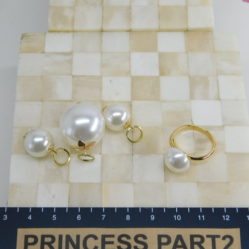 大粒パール4個セット・フェイクパールリング＆20㎜ペンダントトップ 