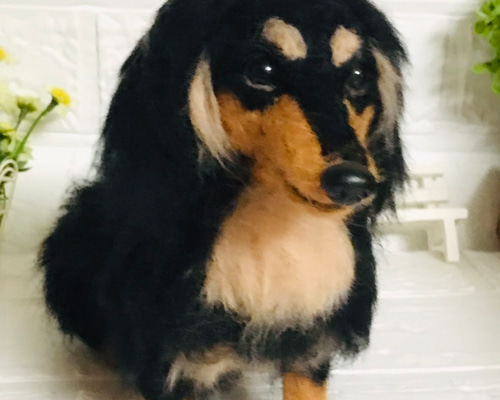 羊毛フェルト　ミニチュアダックス　ブラックタン　犬 羊毛フェルト ハンドメイド ミニチュアダックス ブラックタン 犬