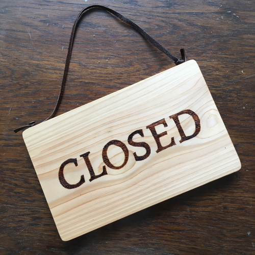 ウッドバーニング看板 木製 OPEN CLOSED(クリア) ハンドメイドの