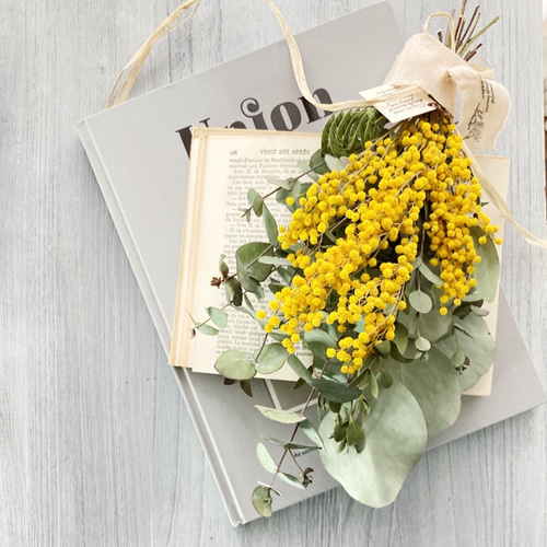 ミモザとユーカリ3種のナチュラルスワッグ ミランドール ミモザの日