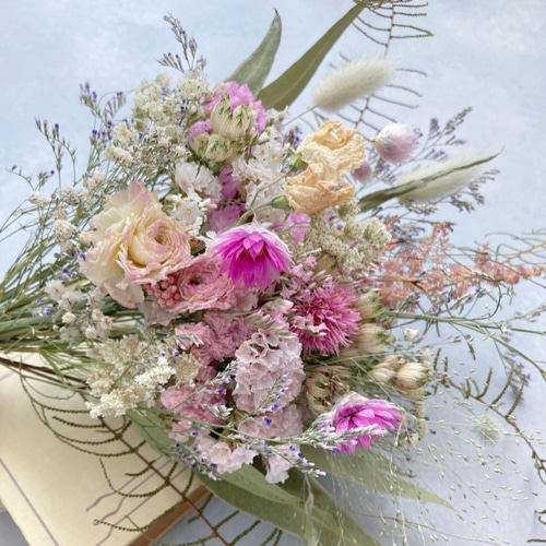 ラナンキュラスとスイートピーのブーケ ドライフラワー 草花 ラナンキュラスとスイートピーのブーケ ドライフラワー 草花