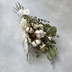 癒され♡ふわふわコットンフラワーとユーカリのスワッグ スターチス Dried Flower 5枚目の画像