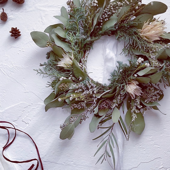 ドライフラワー★ボリュームグリーンリース★セルリア　クリスマスにも♪ クリスマスリース❤︎セルリアとグリーンのリース クリスマスギフト