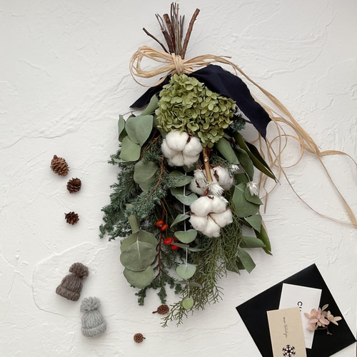 アナベル紫陽花　リース　スワッグ アナベル紫陽花 スワッグ - naturalflowers | minne byGMOペパボ 国内