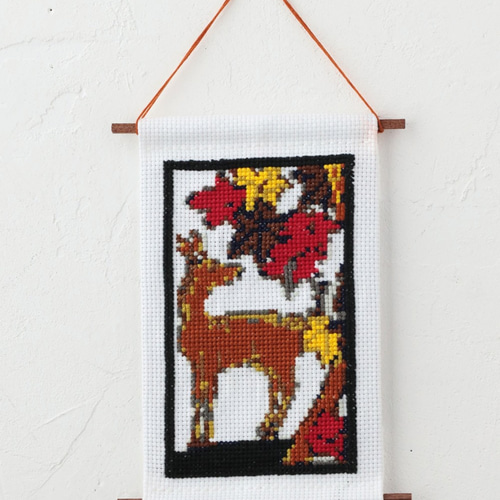 タペストリー 花札クロスステッチキット 【10月 紅葉に鹿】 キット T.Y