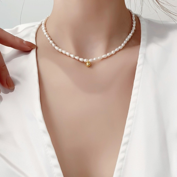 Eliou ネックレス 淡水パール アクセサリー チョーカー ゴールド ゴールドアクセサリー 鏡餅 パールアクセサリー 淡水 パール