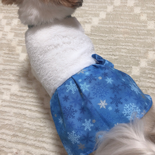 犬服】雪の結晶❄バルーンタンクトップ＆ワンピース ペット服 