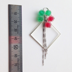 [指令]生產耳環/銀色SHIKAKU×冷凍夾心糖：綠色和紅色 第3張的照片