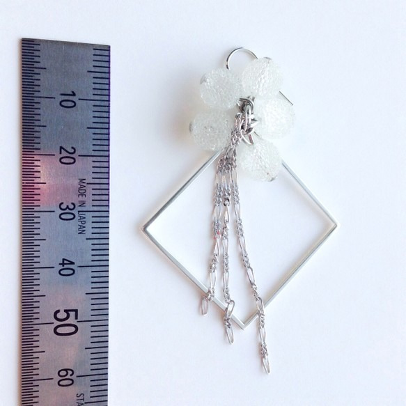 [常規]生產耳環/銀SHIKAKU×凍結邦邦：白色 第4張的照片