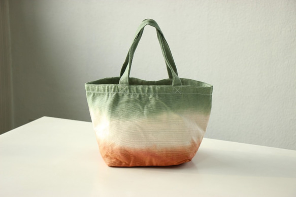 【新品☆限定色】Mini tote bag Green x Red 第3張的照片