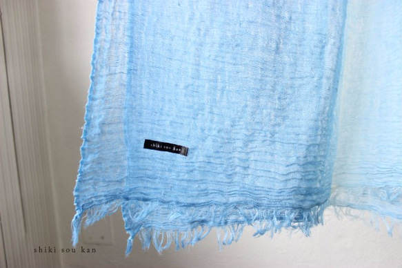 Ⅱ.5色的清涼Blue☆手染絲巾　T16178 第4張的照片