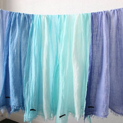 Ⅳ.5色的清涼Blue☆手染絲巾　T16180 第5張的照片