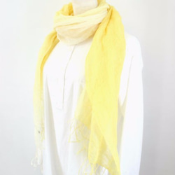 cotton linen Hand-dyed stole ★ mimosa yellow T17303 第2張的照片