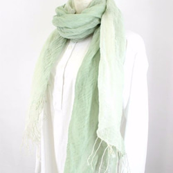 cotton linen Hand-dyed stole ★ fresh green T17302 第2張的照片