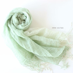 cotton linen Hand-dyed stole ★ fresh green T17302 第1張的照片