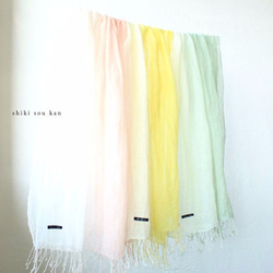 cotton linen Hand-dyed stole ★ fresh green T17302 第5張的照片