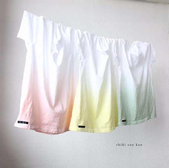 【再販】手染めTシャツ コットン100％　サマーイエロー Ｔ17306 5枚目の画像