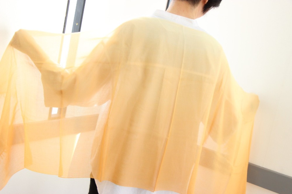 秋の金木犀　綿シルク　手染めストール　T17309