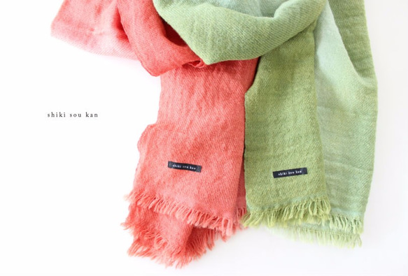 dying wool★winter stole red T17317 第5張的照片