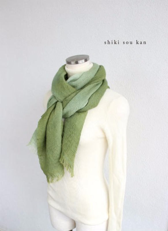 dying wool★winter stole red T17318 第2張的照片