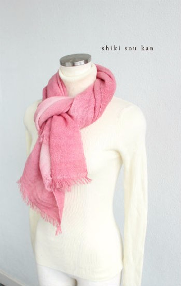 dying wool★winter stole pink T17319 第1張的照片