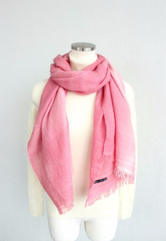 dying wool★winter stole pink T17319 第2張的照片