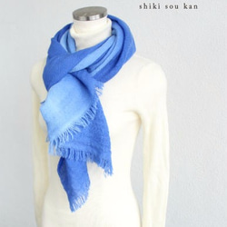 dying wool★winter stole blue T17320 第1張的照片