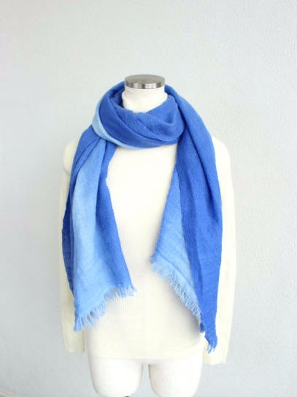 dying wool★winter stole blue T17320 第2張的照片