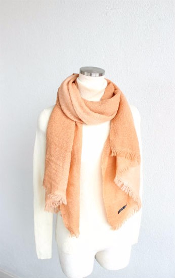 dying wool★winter stole orenge T17321 第2張的照片