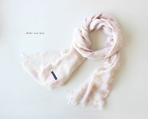 silk cotton stole of spring★pink×purple T18325 第1張的照片