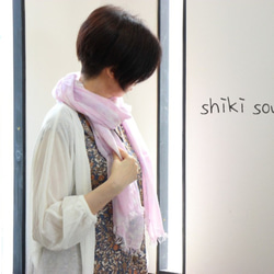 silk cotton stole of spring★pink×purple T18325 第2張的照片