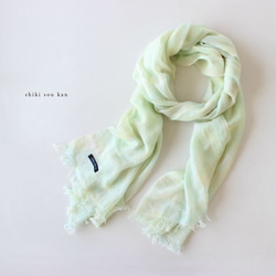 silk cotton stole of spring★mint×lemon T18326 第1張的照片