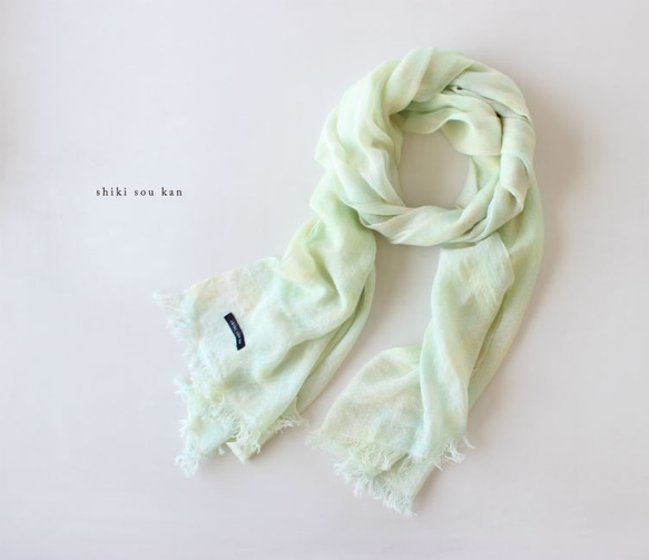 silk cotton stole of spring★mint×lemon T18326 第1張的照片